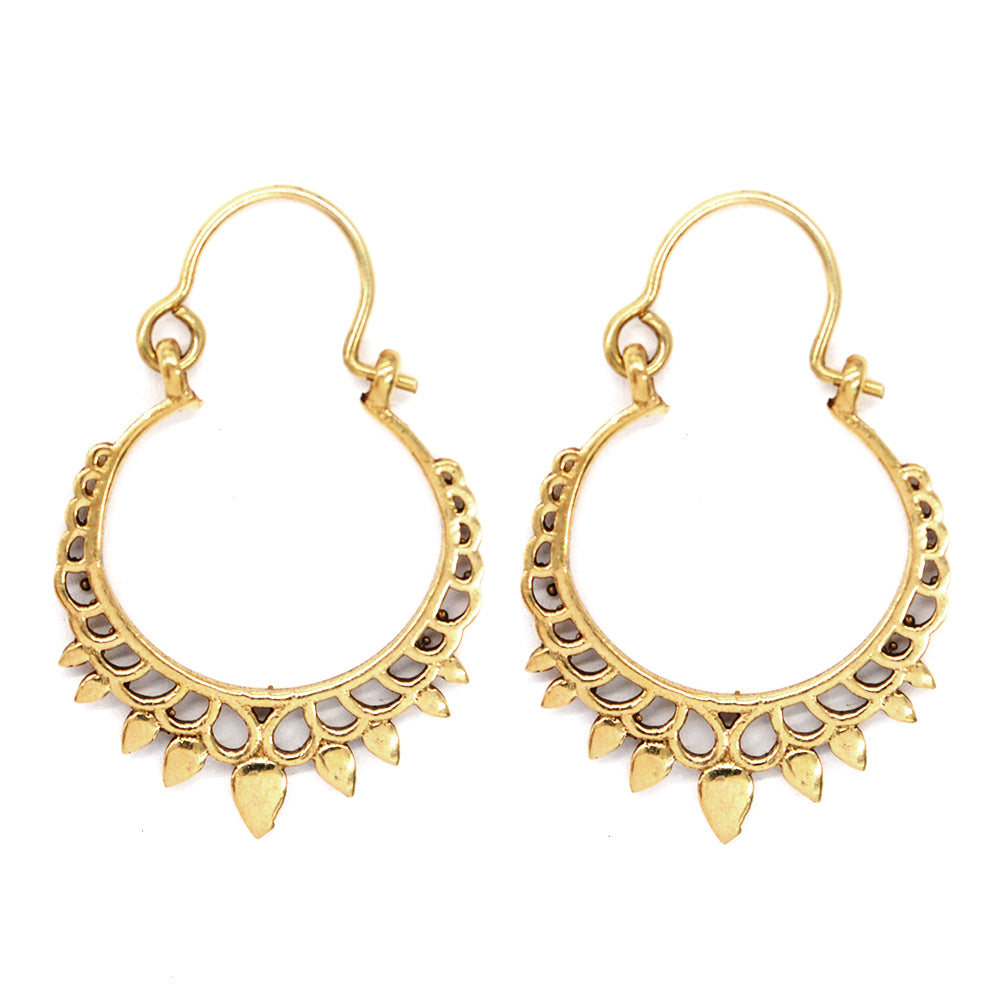Brass pointy edge decorative statement earrings