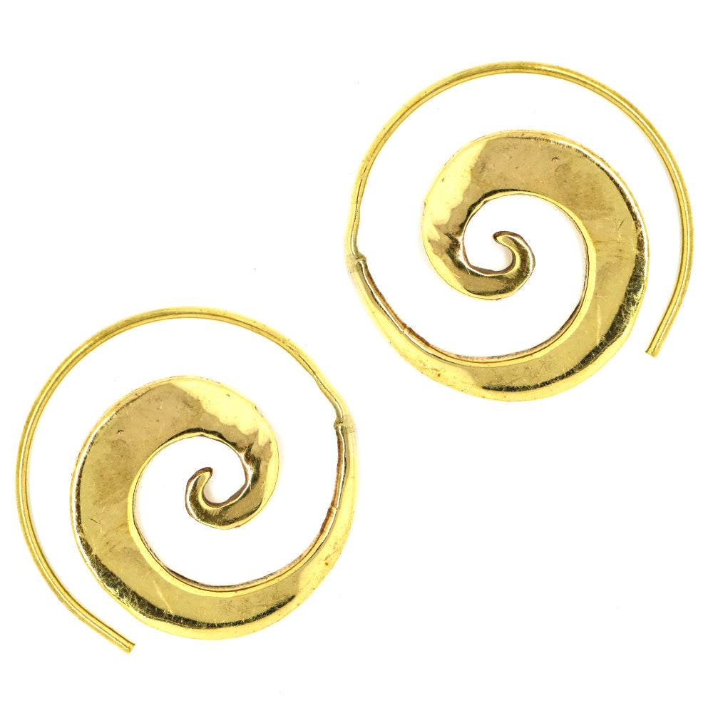 Brass gold coil earring - IFE167