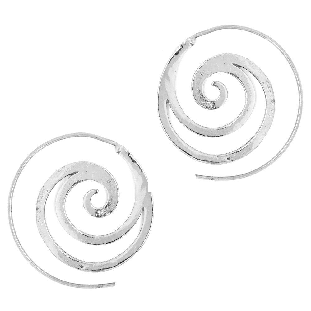 Brass rhodium cutout coil earring - IFE172