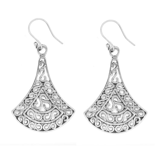 Brass rhodium infinity pattern bell shaped drop earring - IFE182