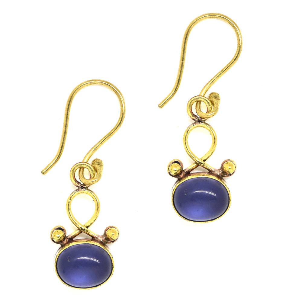 Brass Amethyst stone drop earring - IFE188