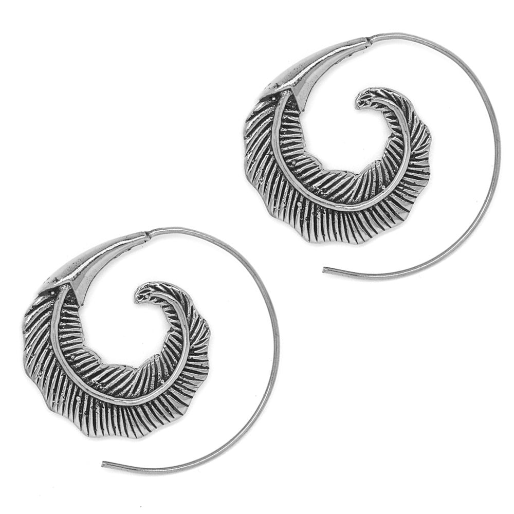 Brass feather design coil earring - IFE202