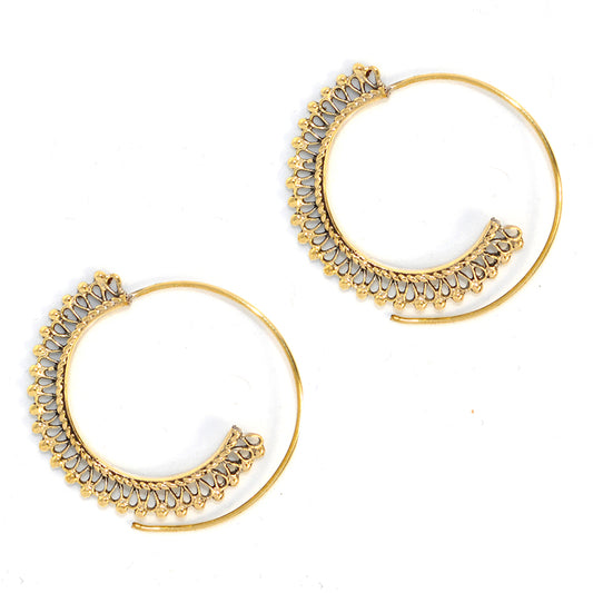 Brass filigree design coil earring - IFE205