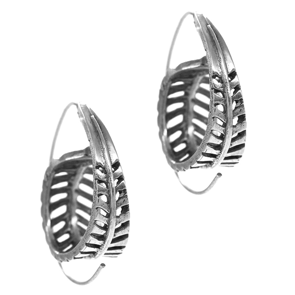 Brass feather hoop earring - IFE206