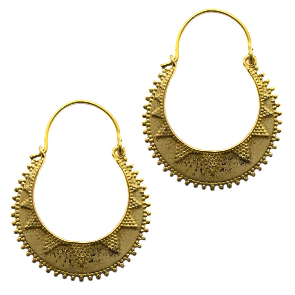 Brass triangle decorative statement earrings - IFE215