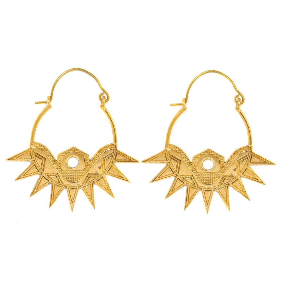 Brass landscape design statement earrings - IFE220