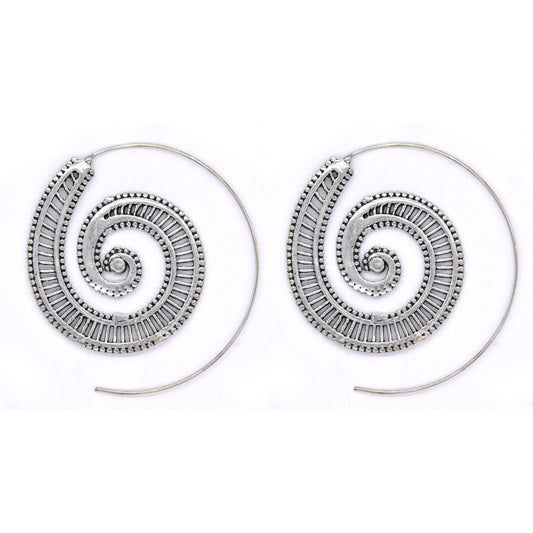 Brass rhodium lined seashell coil earring - IFE245