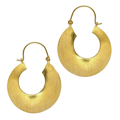 Brass solid textured statement earrings - IFE276