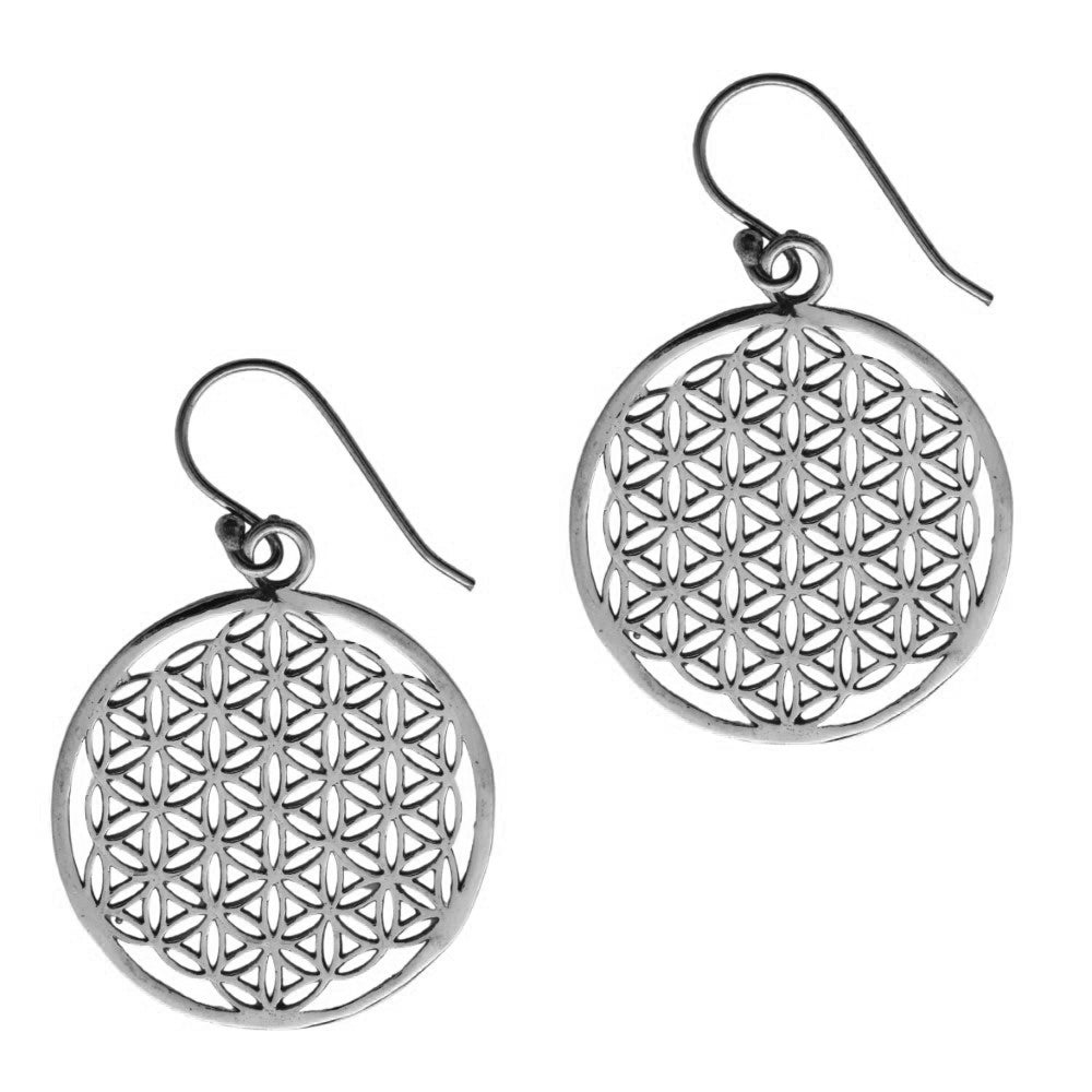 Brass round cutout mandala disc drop earring - IFE303