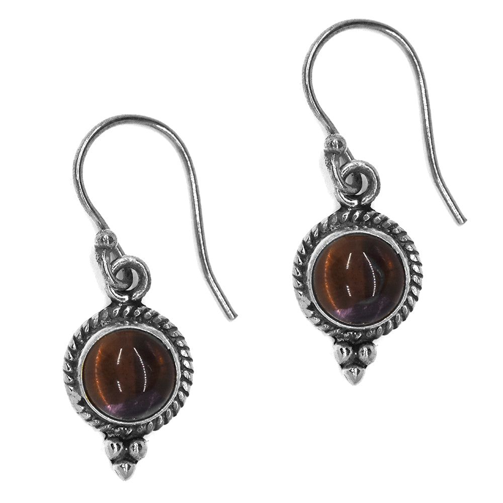 Brass silver tigers eye drop earring - IFE308