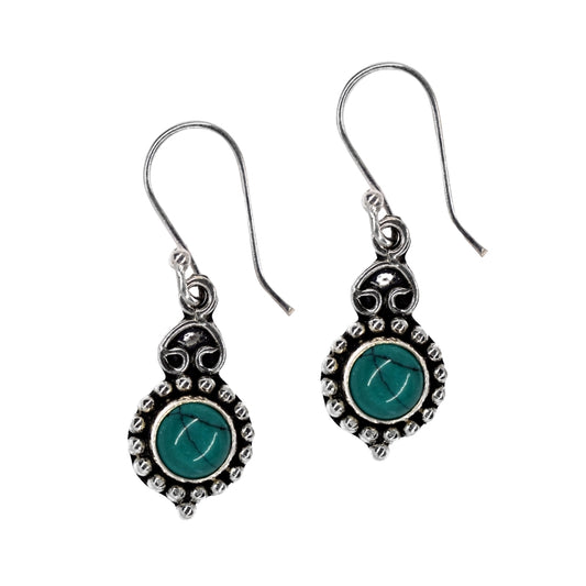 Brass swirl tip gemstone drop earrings - IFE562