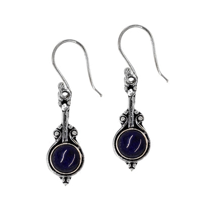 Brass bar tip gemstone drop detail  earrings - IFE563