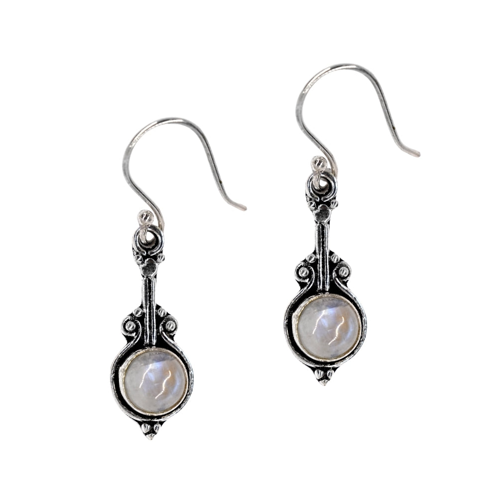 Brass bar tip gemstone drop detail  earrings - IFE563