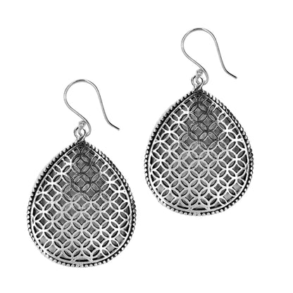 Brass statement teardrop lattice cutout earring - IFE567