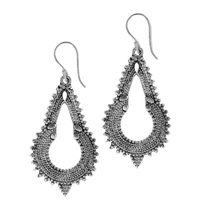 Brass decorative braided indent pattern drop earrings - IFE568