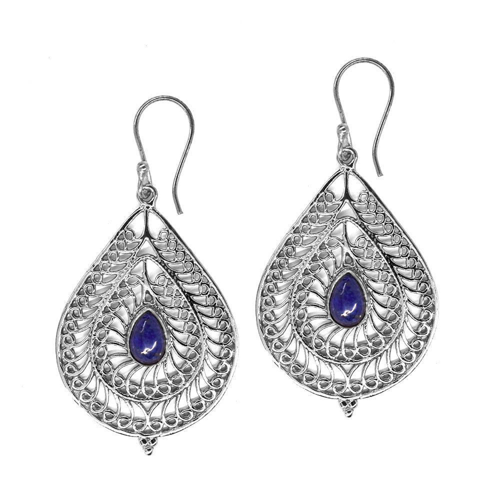 Brass teardrop swirl decorative statement earring - IFE578