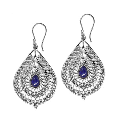 Brass teardrop swirl decorative statement earring - IFE578