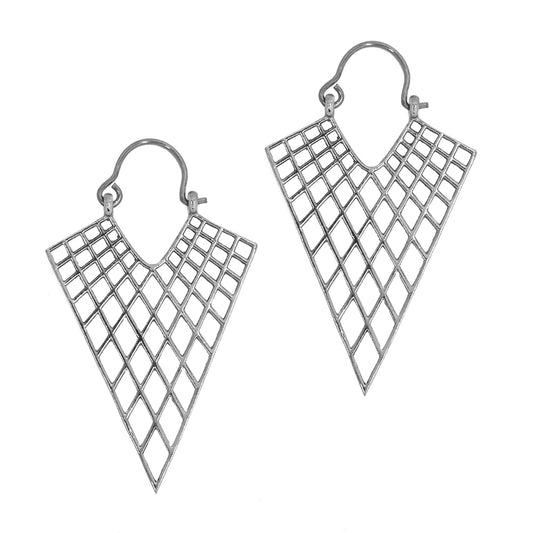 Brass geometric pointed statement earring - IFE582