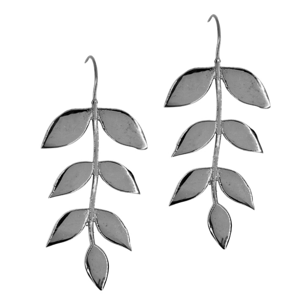 Brass plain fern leaf statement earring - IFE584