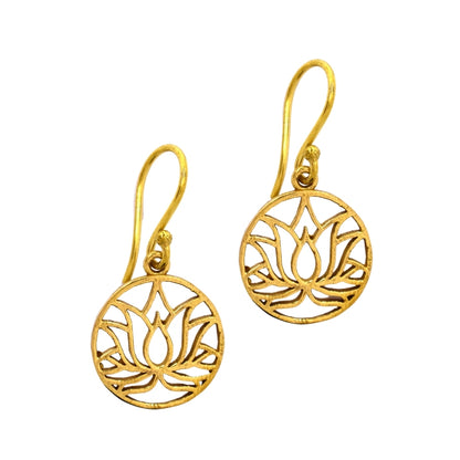 Brass cutout Lotus flower drop earring - IFE599