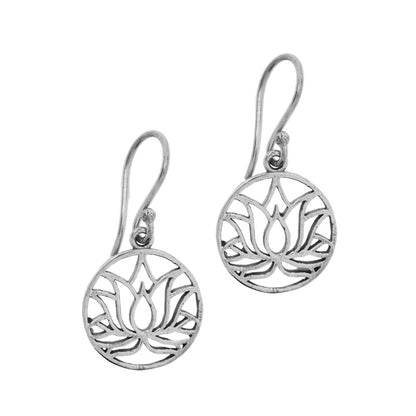 Brass cutout Lotus flower drop earring - IFE599