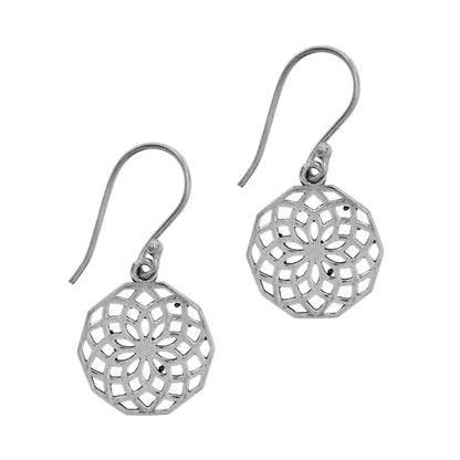 Brass cutout mandala flower drop earring - IFE600