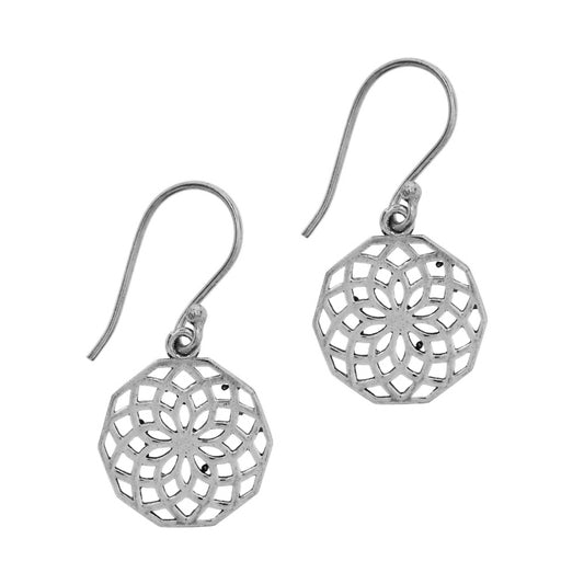 Brass cutout mandala flower drop earring - IFE600