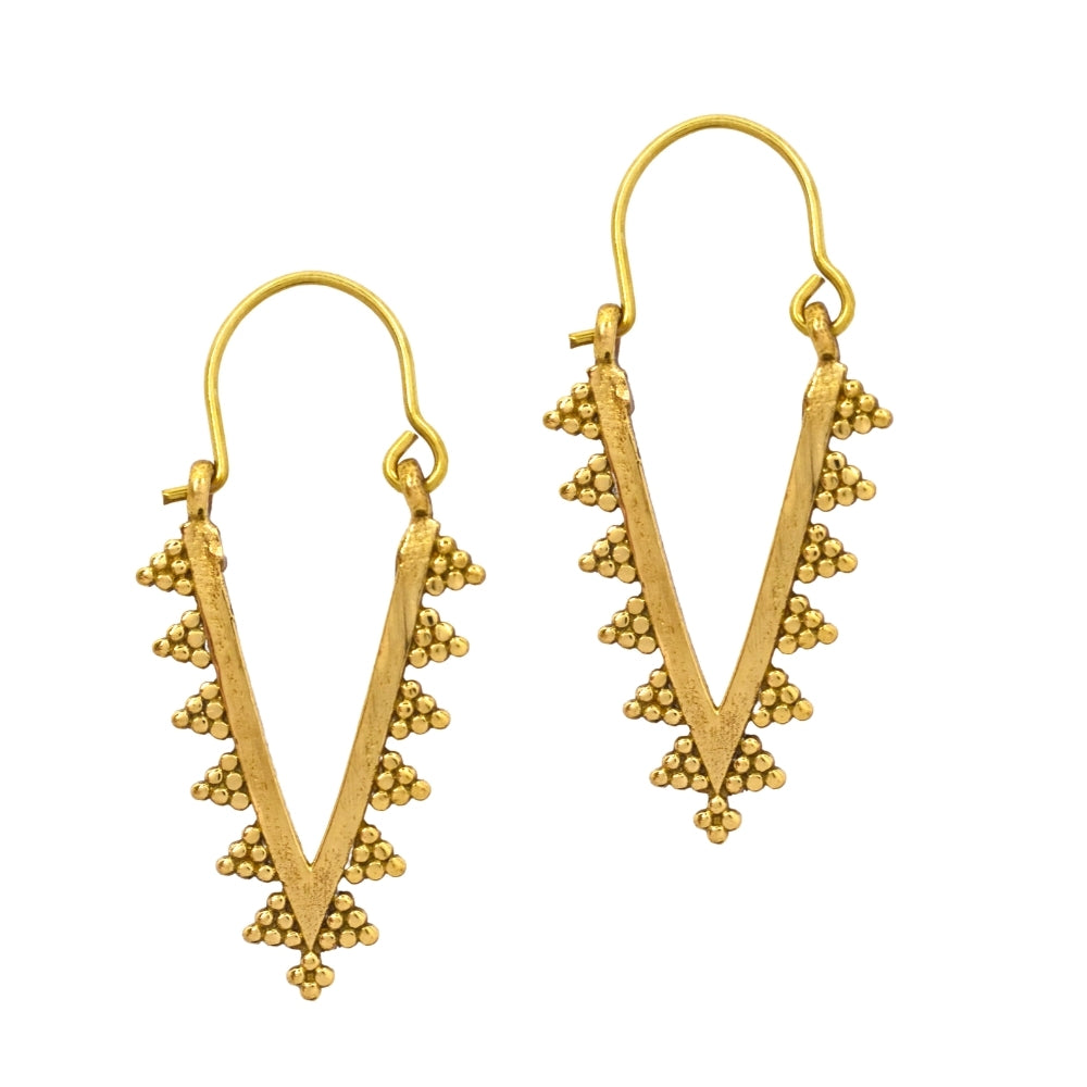 Brass triangle bead edge detail drop earrings - IFE602