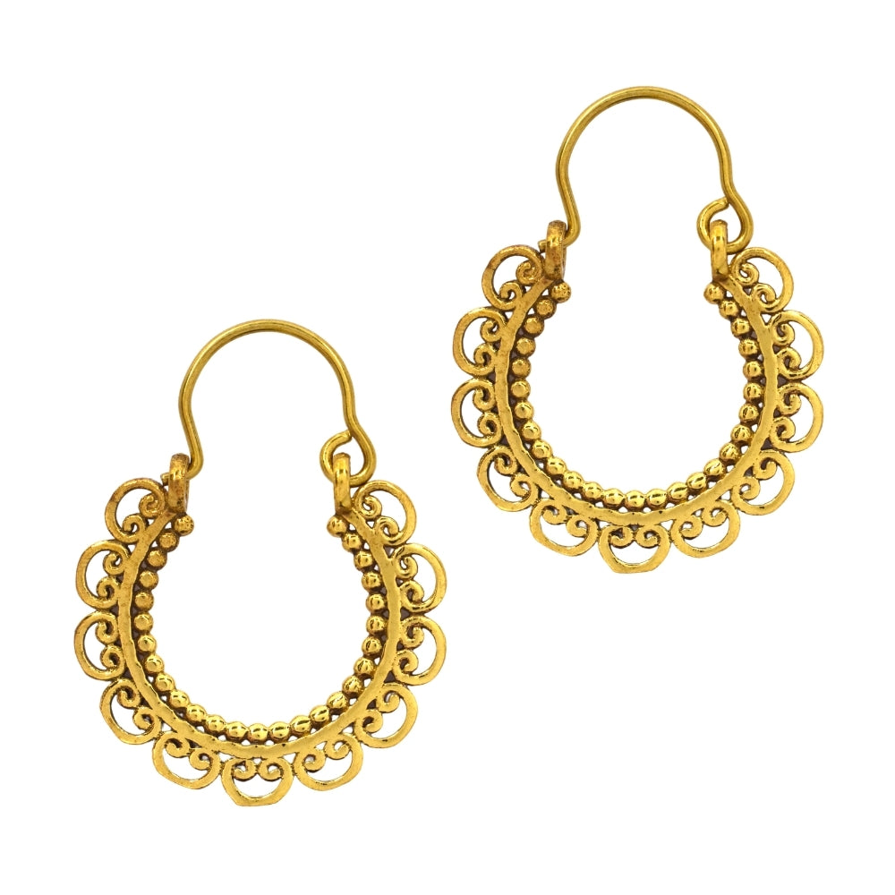 Brass filigree boho hoops - IFE603