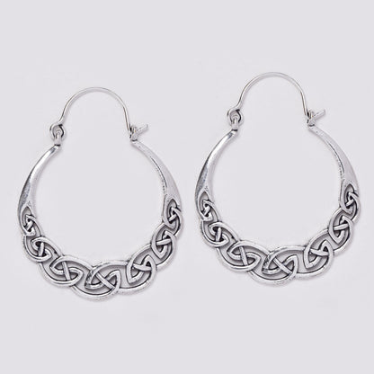 Brass flat Celtic knot basket design brass hoop earrings - IFE720