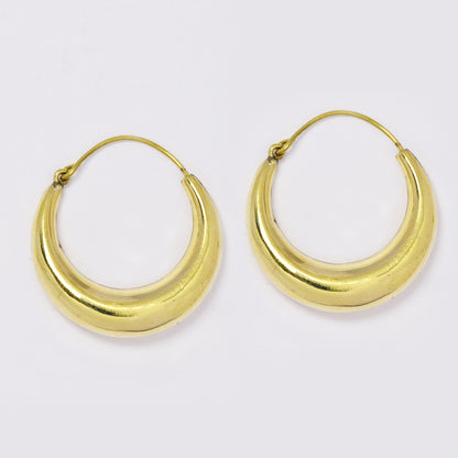 Brass large round hollow domed hoop brass earrings - IFE725