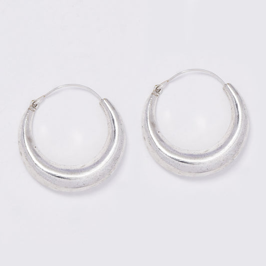 Brass large round hollow domed hoop brass earrings - IFE725