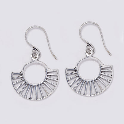 Brass cutout circle disc & fan design earring - IFE738