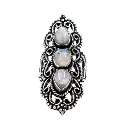 Brass Triple gemstone statement filigree ring - IFR505