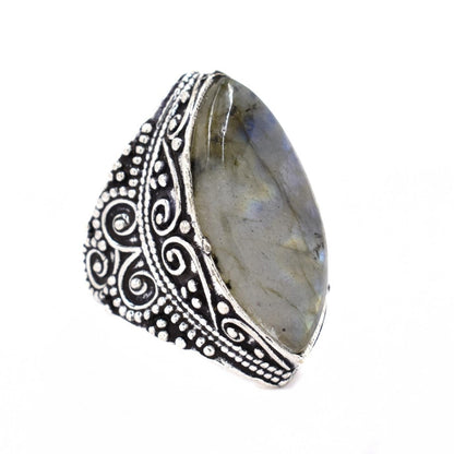 Brass Gemstone chunky filigree shield shape ring - IFR507