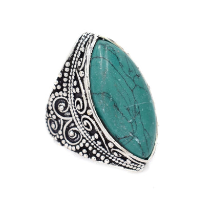 Brass Gemstone chunky filigree shield shape ring - IFR507