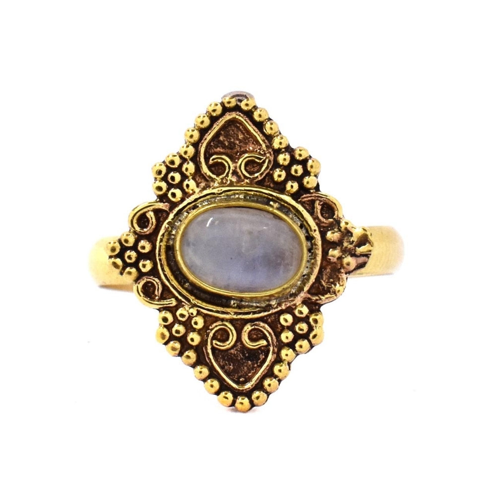 Brass and gemstone diamond shaped filigree ring - IFR520