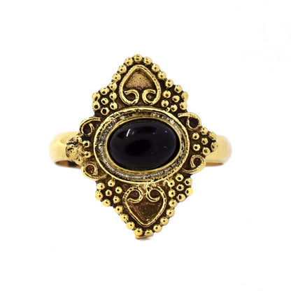 Brass and gemstone diamond shaped filigree ring - IFR520