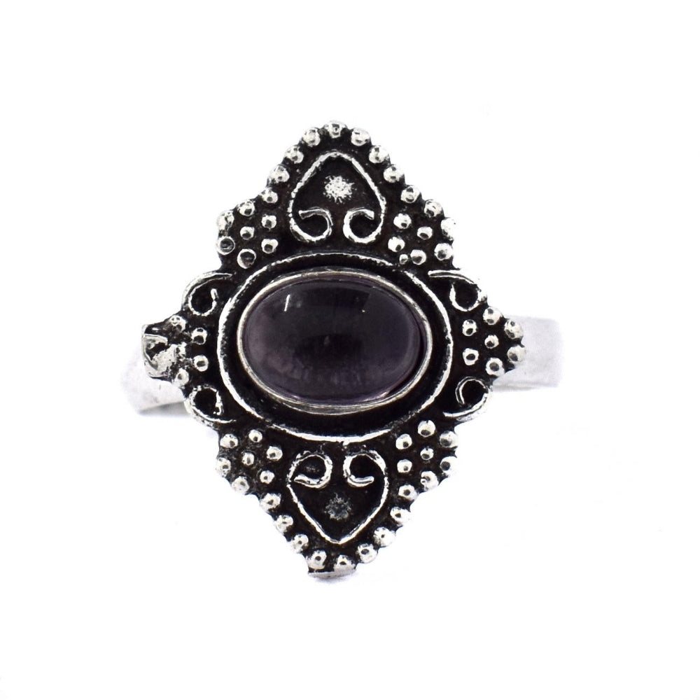 Brass and gemstone diamond shaped filigree ring - IFR520