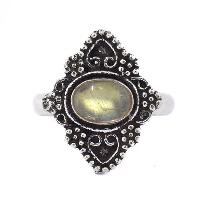 Brass and gemstone diamond shaped filigree ring - IFR520