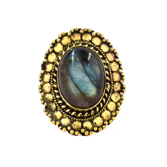 Brass Gemstone oval dome ring - IFR530