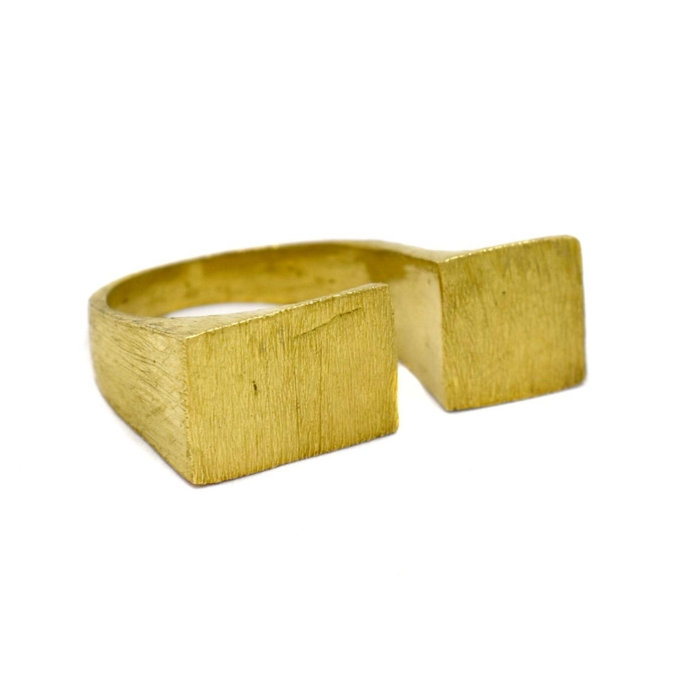 Brass square face free size band ring - IFR538