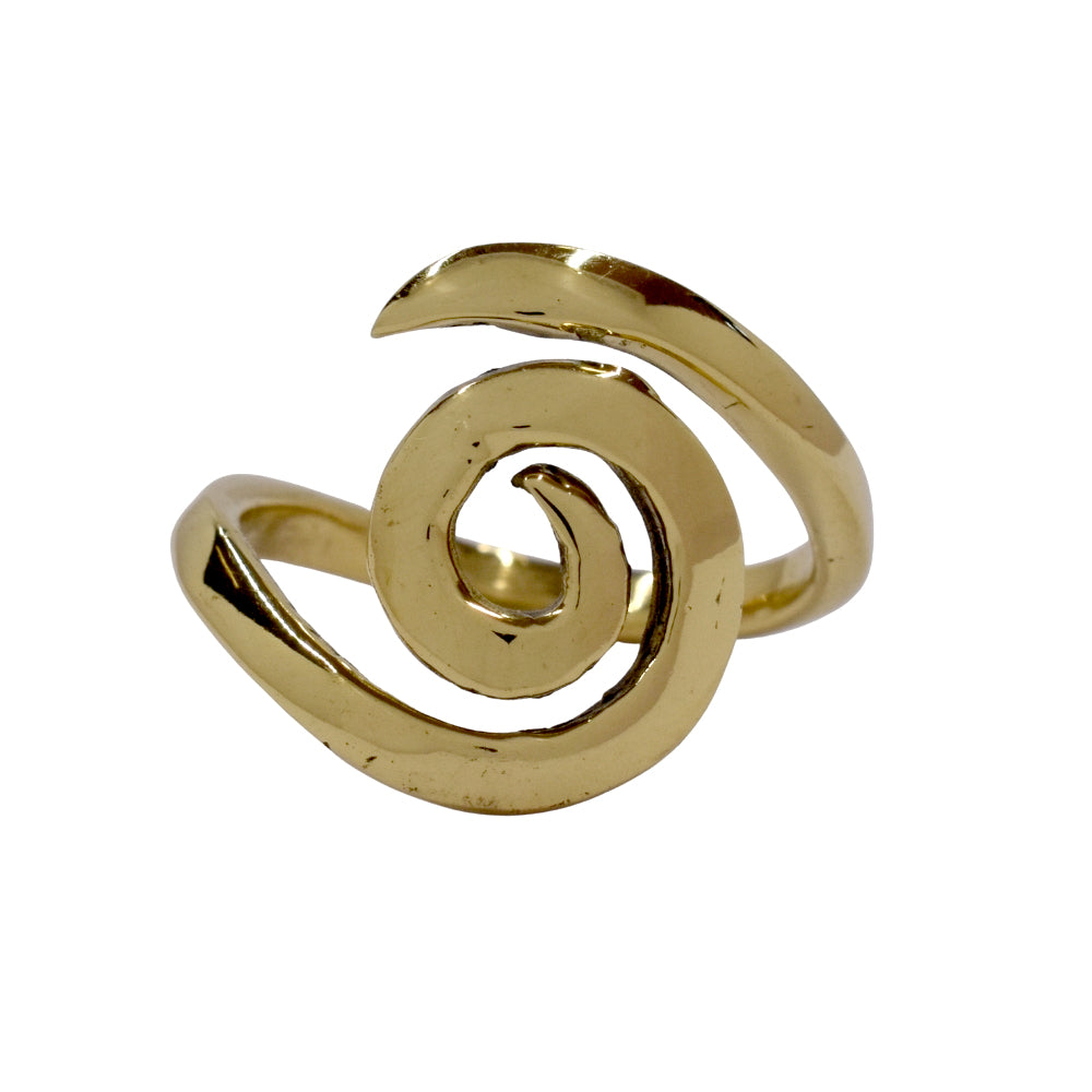 Brass Swirl open band free size ring - IFR617