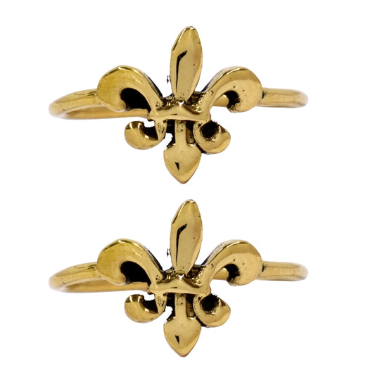 2 Pack brass fleur de lis free size ring - IFR625