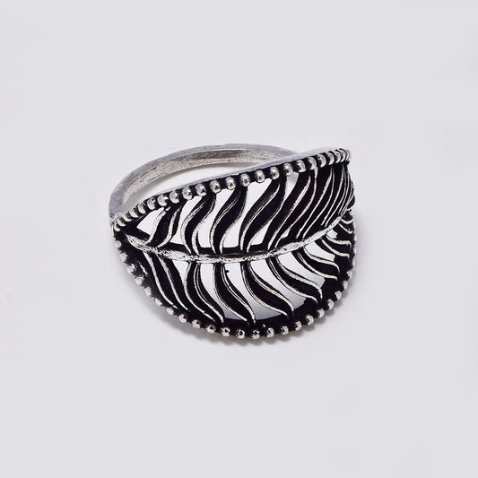 Brass broad cut out palm leaf design ring - IFR707