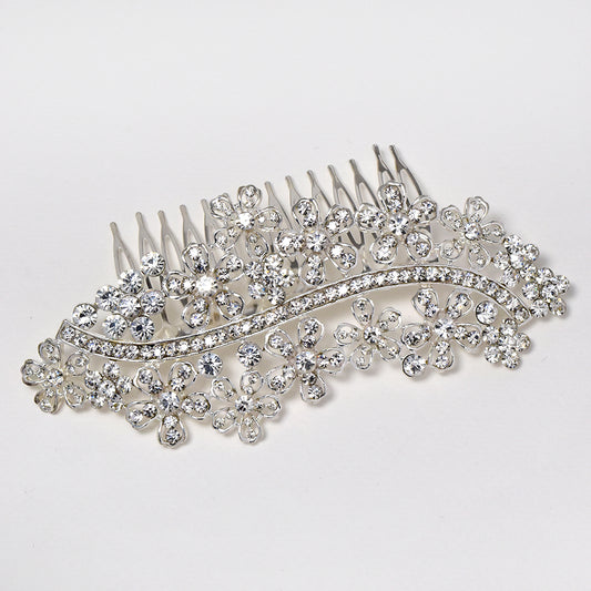 Cutout floral curve crystal hair comb - LH4113