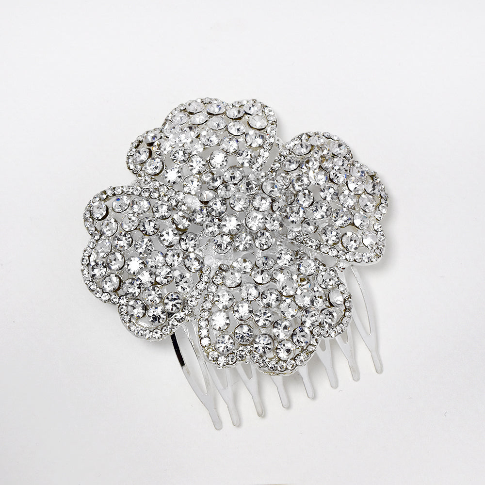 Statement crystal flower hair comb - LH4610 - LH4610