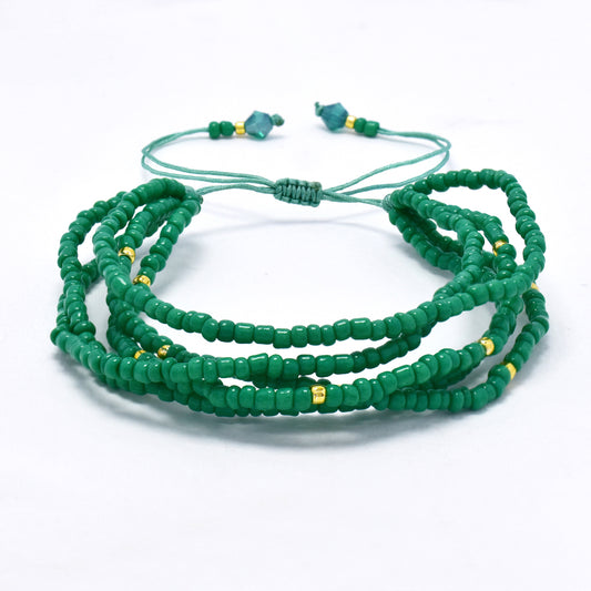 Fashion adjustable multi strand beaded bracelet