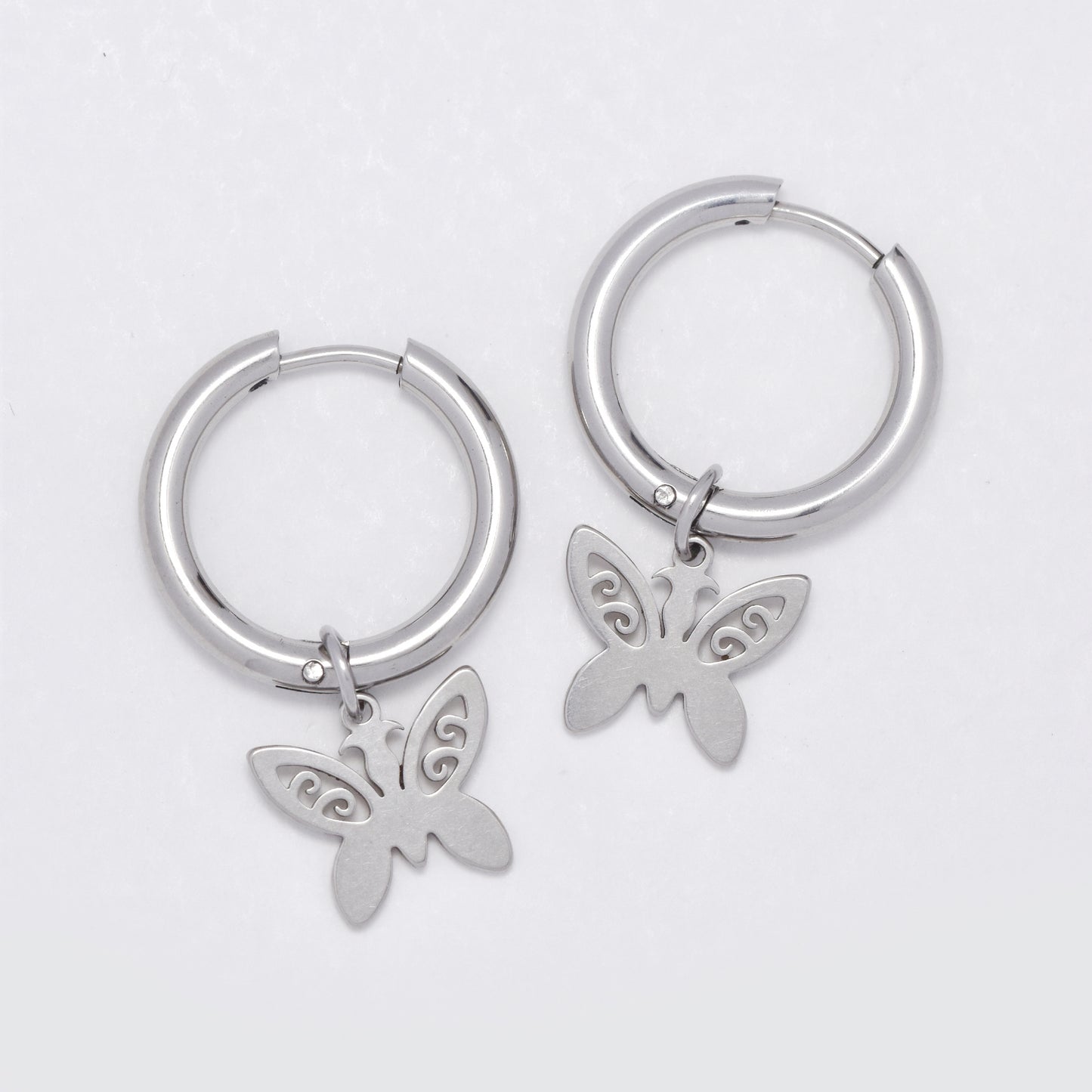 NCSSE027 - Steel 19mm hoop with butterfly charm