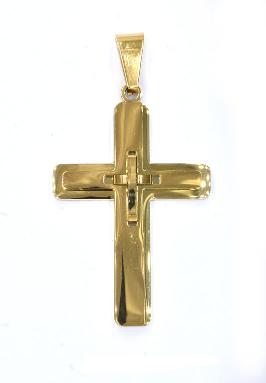 Stainless steel double cross pendant - NCSSP030i